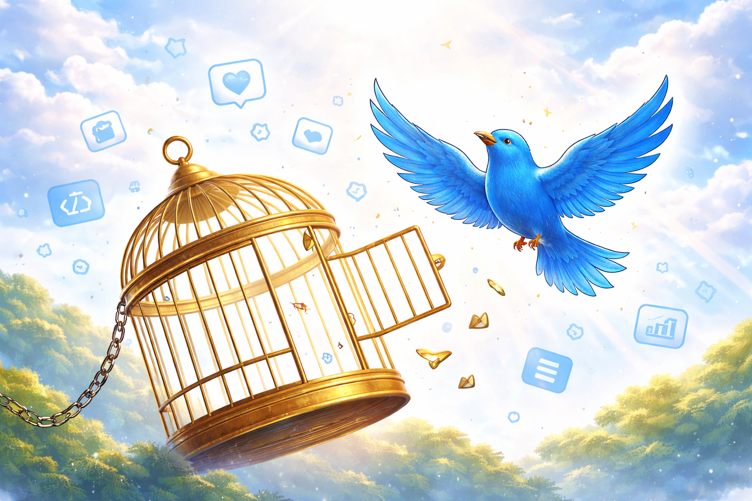 Code editor showing X's open-source algorithm files with highlighted scoring functions and engagement prediction logic.